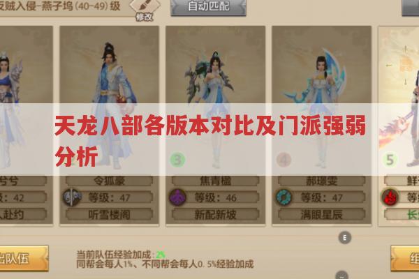 天龙八部各版本对比及门派强弱分析